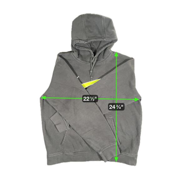 Nike Men's Dark Grey Hoodie with Neon Yellow/ Green Swoosh Logo - Size Large - Picture 2 of 7